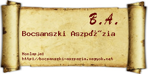 Bocsanszki Aszpázia névjegykártya
